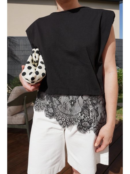 T-shirt dentelle noir