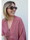 Lunettes solaires allongé beige