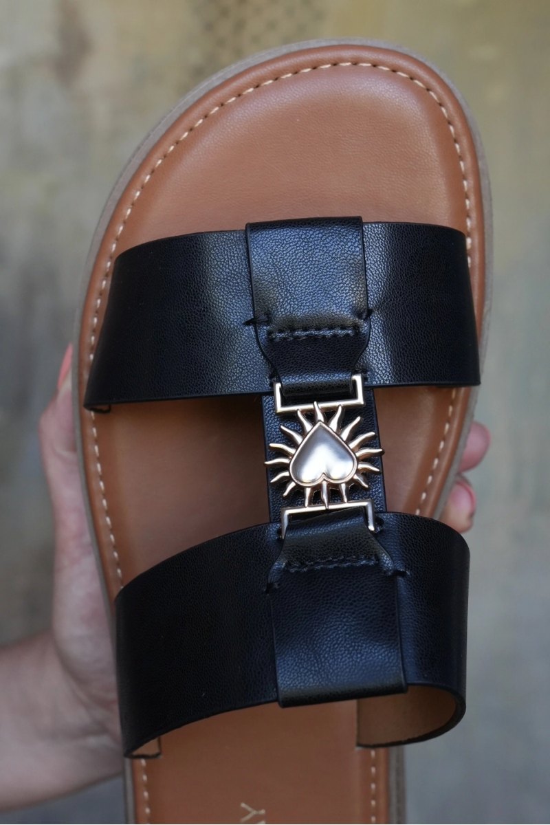 Mules cœur noir