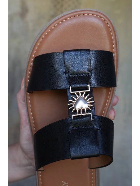 Mules cœur noir